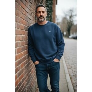 Vintage Y2K Nike Blue Distressed Crewneck Sweatshirt Men's Size XXlarge